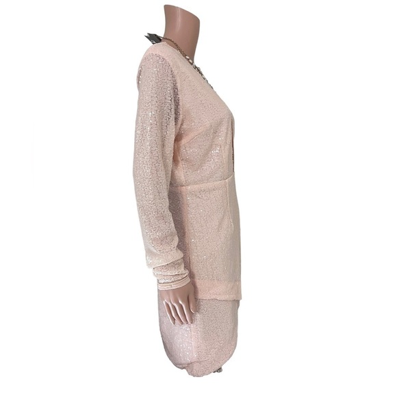 Tobi Georgia Peach Sequins Party Deep V Mini Dress - Picture 9 of 14